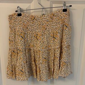 American Eagle Outfitters Yellow Floral Tiered Skirt